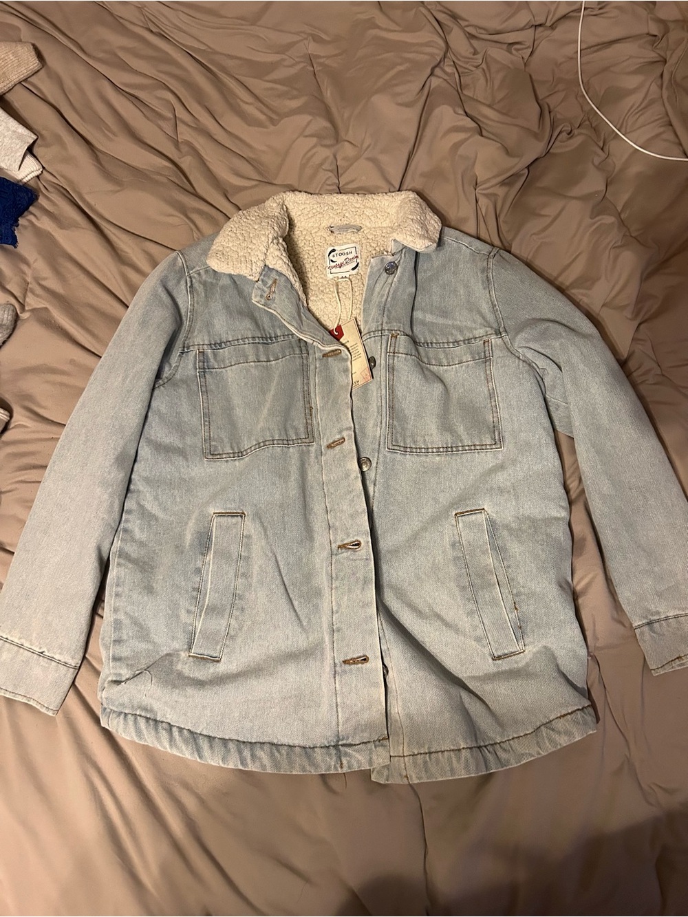 Light Wash Sherpa-Lined Denim Jacket